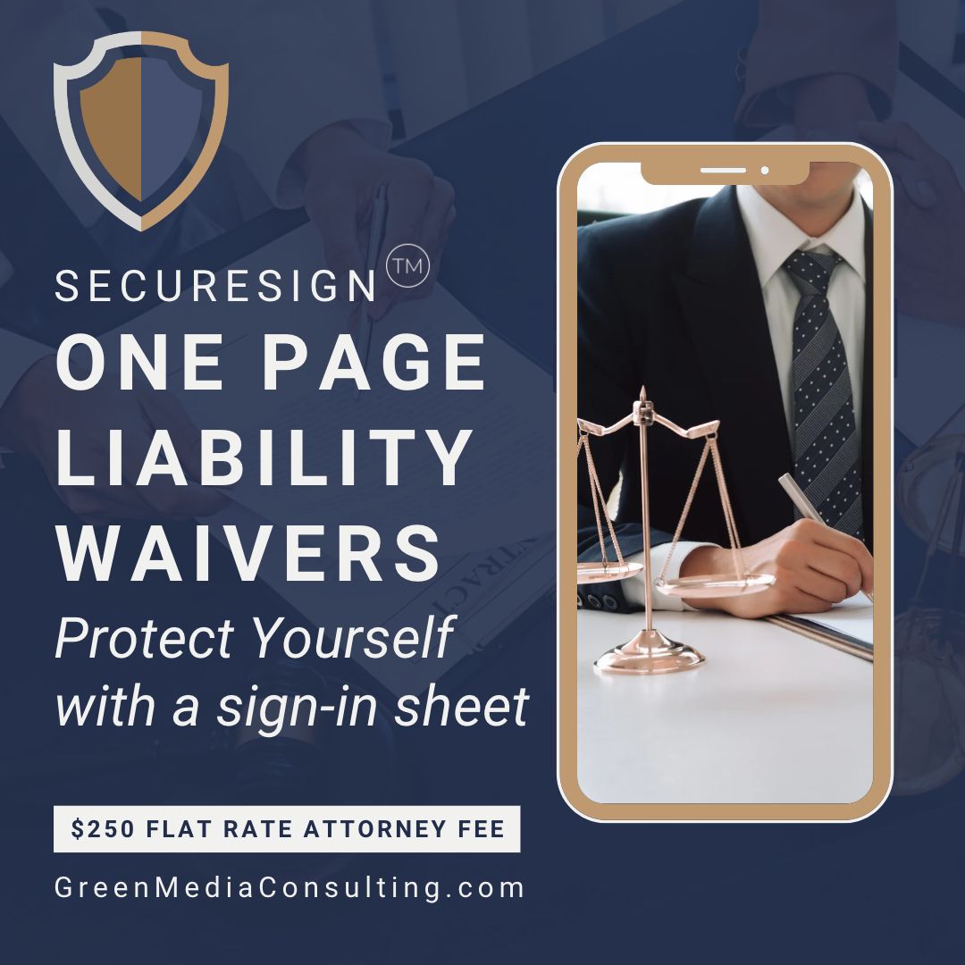 securesign one page liability waivers sign in sheet flat attorney fee